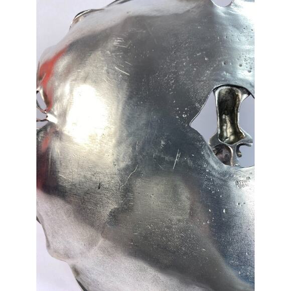 Antique Art Nouveau Pewter Fairy with Dove Lily Pads Sculpture Centerpiece Tray - Picture 9 of 12